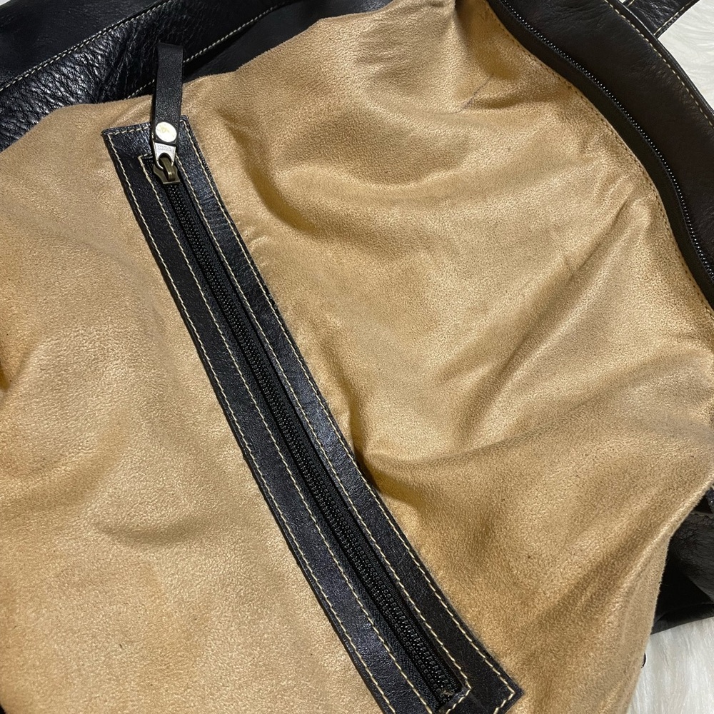 Soft Black Thick Genuine Leather Crossbody/Shoulder/Tote Bag #0097 - Picture 10 of 11